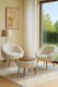 Set of 2 Living Room Armchairs with Wooden Legs White 75x75x42 Cm