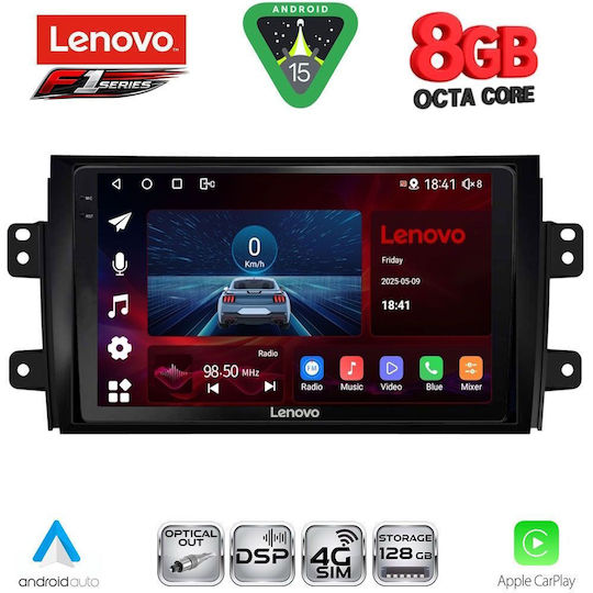 Lenovo Ηχοσύστημα Αυτοκινήτου για Fiat Sedici Suzuki SX4 2005-2013 (Bluetooth/USB/WiFi/GPS/Apple-Carplay/Android-Auto) με Οθόνη Αφής 9"