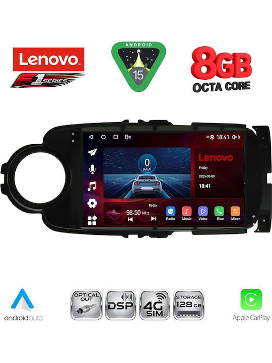 Lenovo Ηχοσύστημα Αυτοκινήτου για Toyota Yaris 2011-2015 (Bluetooth/USB/WiFi/GPS/Apple-Carplay/Android-Auto) με Οθόνη Αφής 9"