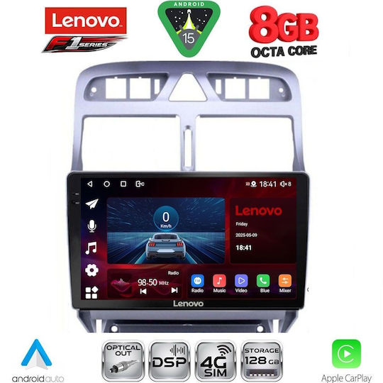 Lenovo Ηχοσύστημα Αυτοκινήτου για Peugeot 307 2001-2008 (Bluetooth/USB/WiFi/GPS/Apple-Carplay/Android-Auto) με Οθόνη Αφής 9"