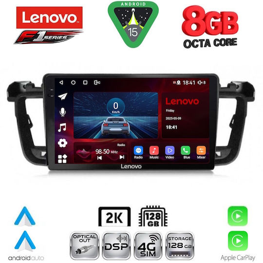 Lenovo Ηχοσύστημα Αυτοκινήτου για Peugeot 508 2010-2016 (Bluetooth/USB/WiFi/GPS/Apple-Carplay/Android-Auto) με Οθόνη Αφής 9"