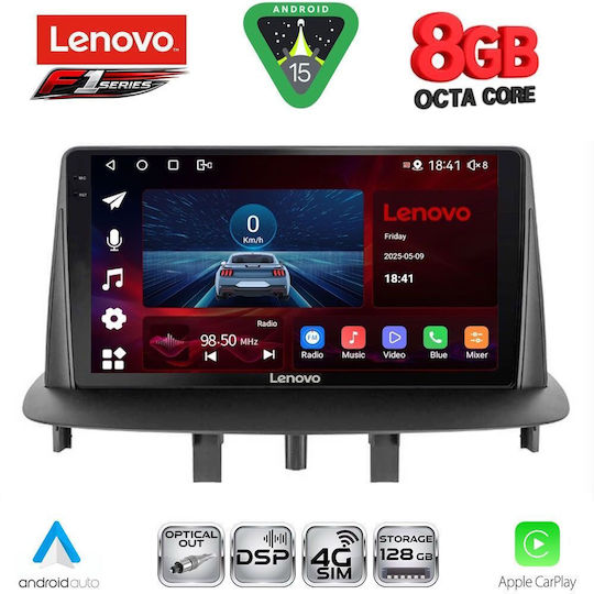 Lenovo Car Audio System for Renault Megane 2009-2016 (Bluetooth/USB/WiFi/GPS/Apple-Carplay/Android-Auto) with Touch Screen 9"