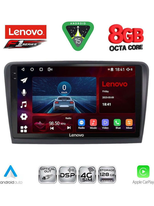 Lenovo Car Audio System for Skoda Rapid 2012-2023 (Bluetooth/USB/WiFi/GPS/Apple-Carplay/Android-Auto) with Touch Screen 9"