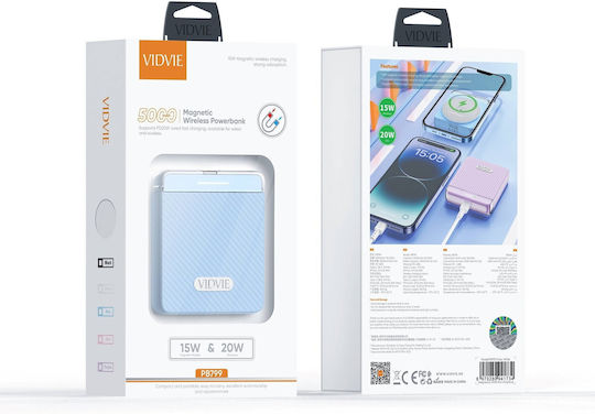 Vidvie PB799 MagSafe Power Bank 5000mAh 20W με Θύρα USB-C Power Delivery Μπλε