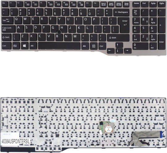 Πληκτρολόγιο Laptop Keyboard Fujitsu E557 E753 E754 E756 E554 E556 Cp670825-03 Fjm14b96003d85 002-12856l-hf01 Us Pointer Black Silver Frame Κωδ.40384uspointersilver