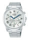 Lorus Classic Ανδρικό Ρολόι Χρονογράφος Μπαταρίας με Ασημί Μεταλλικό Μπρασελέ