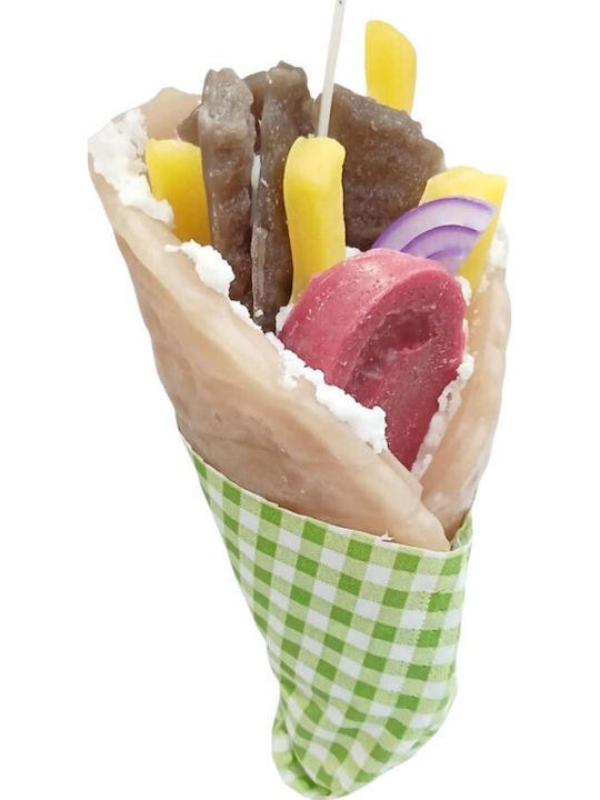 Humorous Funny Easter Candle 18cm Souvlaki Pita Gyros Green Napkin Lab-10601