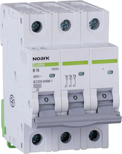 Micrîntrerupător 6kA Caracteristică D 6A 3 Poli Noark 100229
