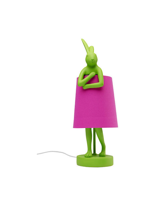 Kare Design Metal Lampă de masă cu Abajur Roz și Bază Verde