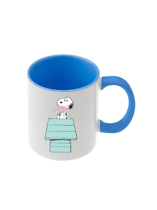 Peanuts Snoopy and Woodstock Κούπα Κεραμική Μπλε 330ml