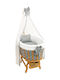 Baby Cradle Set with Lace Natural Wood Gray 95x65x85cm