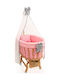 Baby Cradle Set with Lace Natural Wood Pink 95x65x85cm