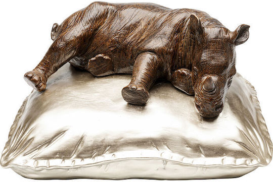 Διακοσμητικό Επιτραπέζιο Sleeping Rhino Χρυσό Καφέ 37x32x21εκ