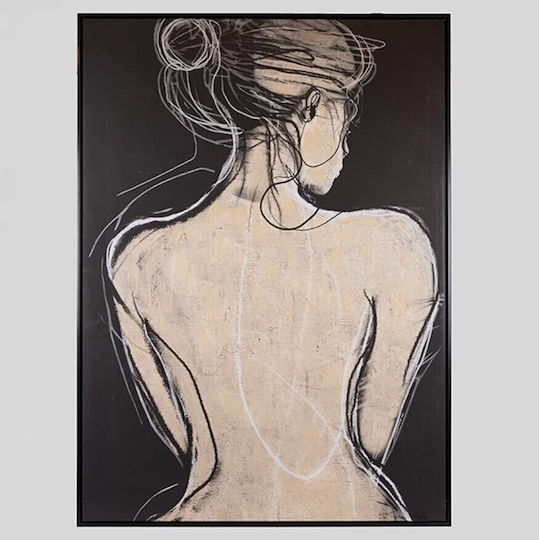 Canvas Painting Frame Woman Black Beige 100x140cm 812-10023 Estheti