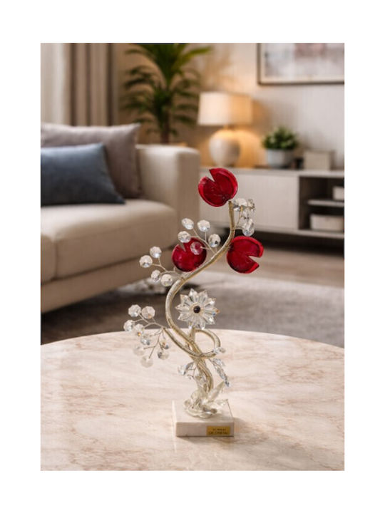 Διακοσμητικό Κρυστάλλινο Λουλούδι Bonsai De Cristal Κόκκινο Μαρμάρινη Βάση 10x10x33cm Galifas 924442 Galifas