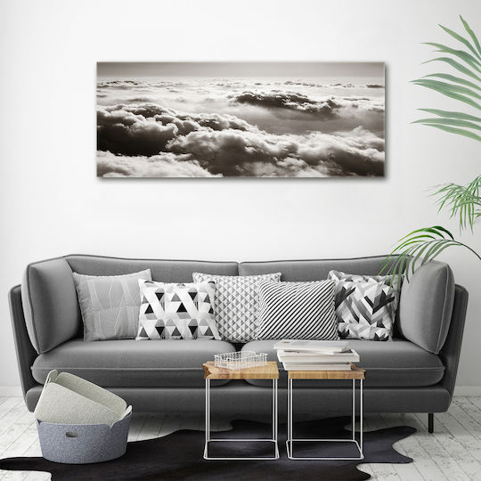 Dekorationsrahmen aus Segeltuch mit Wolkenflug eines Vogels 125x50 cm Dekorationsrahmen aus Segeltuch mit Wolkenflug eines Vogels 125x50 cm