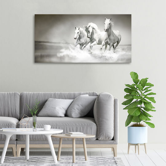 Wandbild Segeltuch Robuste Materialen Weißes Pferd 100x50 cm