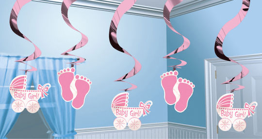 1swirl Party Decorations Ceiling Baby Girl 5 Pieces 61cm 679656 Bal-679656