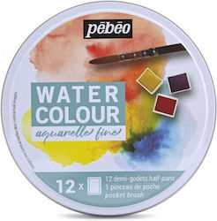 Μεταλλικη Κασετινα 12 Ακουαρελες Aqua Fine Pebe...