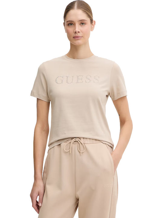 Guess Γυναικείο T-shirt Μπεζ