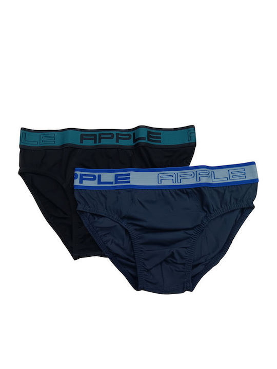 Apple Boxer Ανδρικά Σλιπ Μαύρο, Μπλέ 2Pack