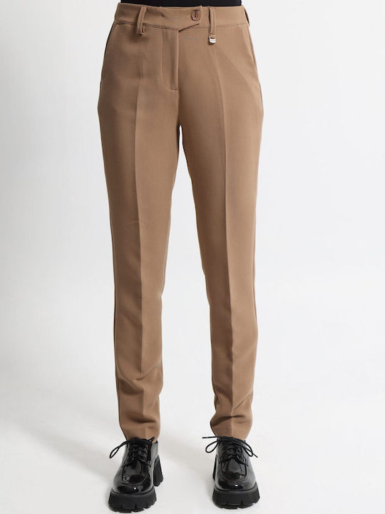 Tresor Women's Fabric Trousers Camel