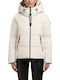 Women's Puffer Jacket for Winter with Hood White