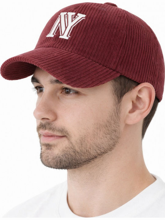 Luciano Faketti Unisex Baseball Cap Corduroy Type Letter Ny A Stylish Thick Cap Women And Men Spring Autumn A Casual Warm Outdoor Burgundy Cap