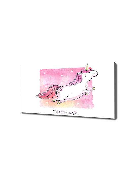 Panou Pânză Living Decorare Perete Roz Unicorn 120x60 Cm