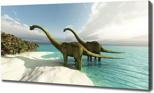 Kinder Wandkunst Kein Rahmen Canvas Dinosaurier Am Strand 120x60 cm