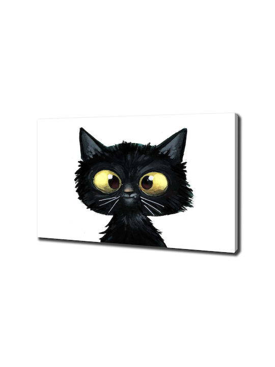 Hochwertiger Wandbild Leinwand Katzenillustration 100x70 cm