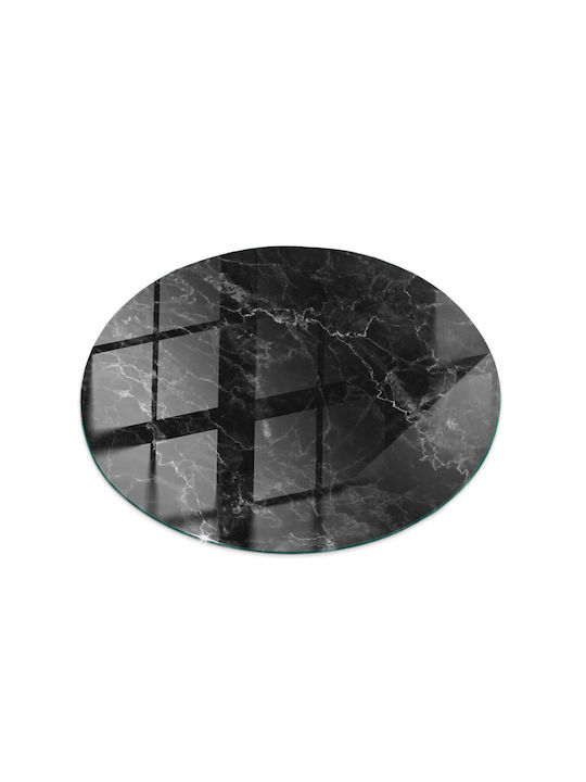 Panou Rotund Din Sticlă Pentru Masă Imprimare Vene De Marmură Stil Elegant Ø 60 Cm