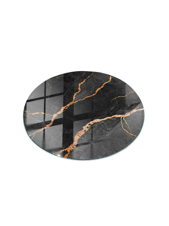 Rundes Glas Tischoberflächenpaneel Mit Marmorierten Adern Modernes Design Ø 60 cm