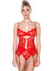 Μπουστοζαρτιέρα Δαντελένια Καρδιές Brazil Κιλοτάκι Κόκκινο