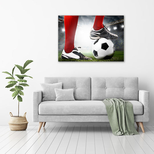 Panou Pânză Cadru Gata Picioarele Jucătorului De Fotbal 100x70 Cm