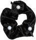 Velvet Scrunchie Bow & Pearl Black