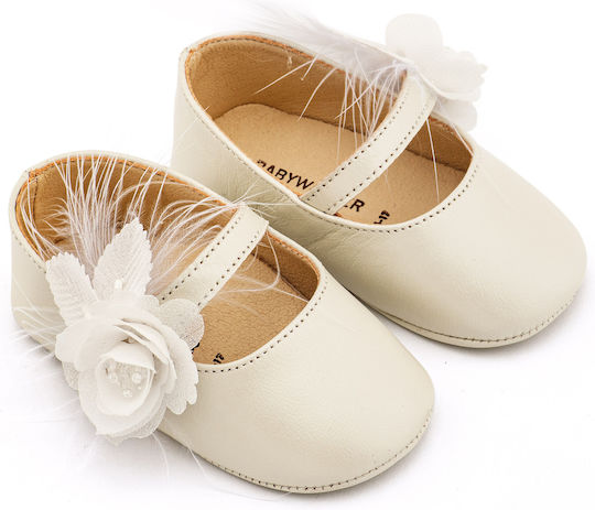 Babywalker Βαπτιστικές Δερμάτινες Μπαλαρίνες Αγκαλιάς Εκρού