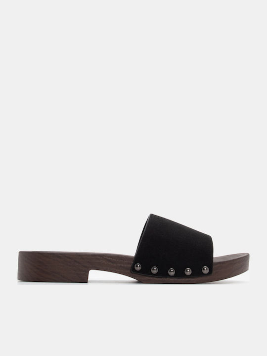 Luigi Fără toc Suede Mule în Culoare Negru