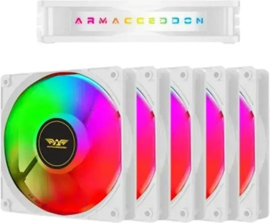 Armaggeddon Chroma Kit 3000 Case Fan 120mm with RGB Lighting and Connection 4-Pin Molex 5pcs White