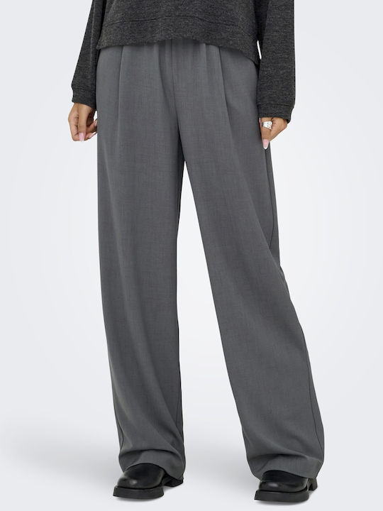 Only Γυναικείο Υφασμάτινο Παντελόνι Dark Grey Melange