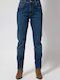 Hoch tailliert Damenjeans in Mom-Passform Blue