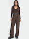 Damen Stoff Hose Brown