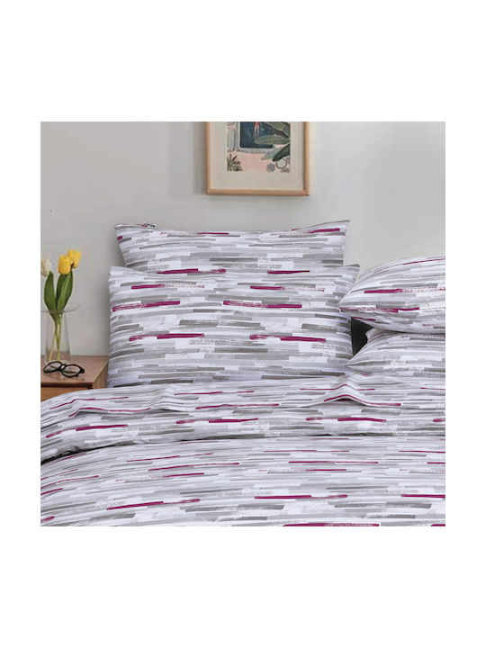 Casa Colori Wine Pillowcase Set with Envelope Cover Striped 50x70cm.