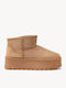 Tabac Braun Damen Stiefeletten mit Pelz Dekorative Strass