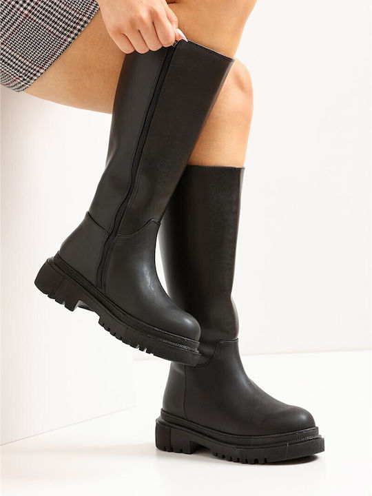 Leder Damenstiefel Schwarz