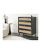 Συρταριέρα Κρεβατοκάμαρας Berwyn 2970 Black Velvet-Black Metal 77x40x98cm