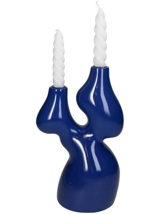 Candle Holder Ceramic in Blue Color 18.7x30.4x13cm 1pcs