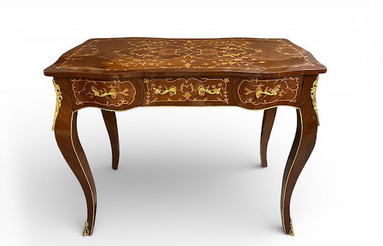 Schreibtisch Louis Xv mit Bücherregal 100x50x80cm Gold