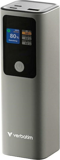 Verbatim Charge 'n' Go Power Bank 27000mAh 140W with 2 USB-C Ports Power Delivery / Quick Charge 3.0 Gray