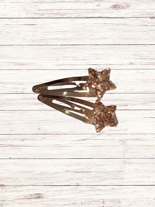 My House And Kids Kids Hair Clips Set with Bobby Pin Star in Pink Color 2 Pieces
